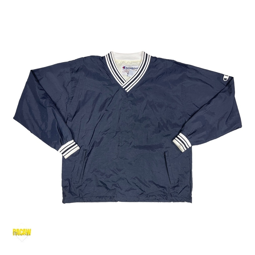 Vintage Men’s Large Champion Windbreaker Pullover-Navy